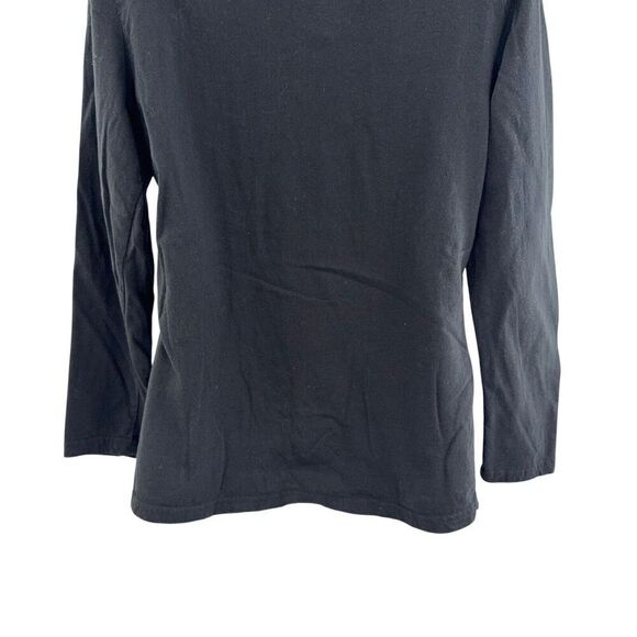 Temperley London M Black Satin Collar Scoop Cotton T Shirt Top Long Sleeve - Picture 3 of 12